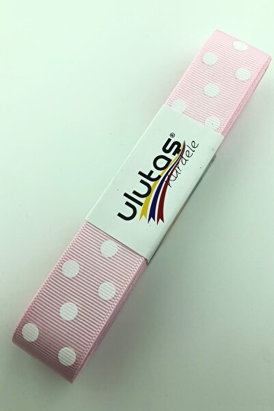 Limelia Panglică Grosgrain cu buline roz alb pentru bebeluși 2,5 cm