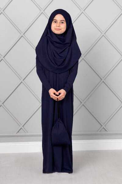EBRUTESETTÜR Hijab Kids Prayer Dress Navy Blue
