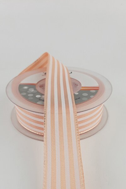 Limelia Panglică din tafta cu dungi de somon 20 m