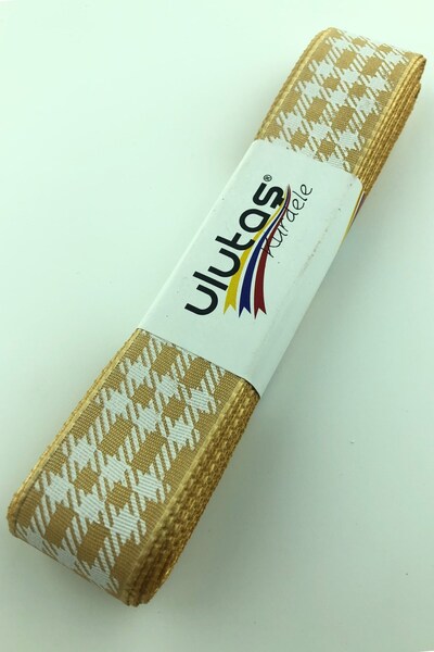 Limelia Panglică Tafta Imprimată Foi Galben Muștar 2,5 Cm