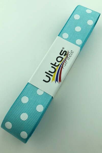 Limelia Panglică cu buline verde apă închisă și albă 2,5 cm