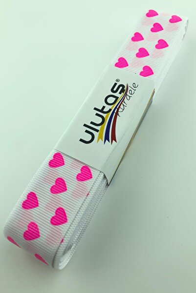 Limelia Panglică grosgrain imprimată cu inimă roz neon