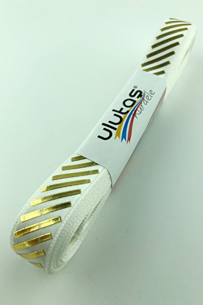 Limelia Panglică satinată Gold Cross Leaf cu imprimeu 1,5 cm