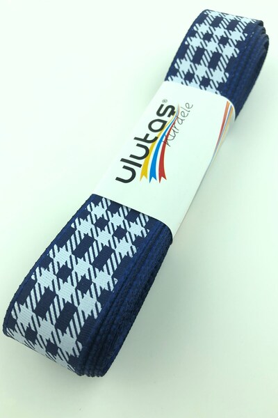 Limelia Panglică Tafta Imprimată Foiă Bleumarin 2,5 Cm