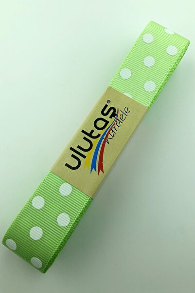 Limelia Panglică cu buline verde deschis alb 2,5 cm