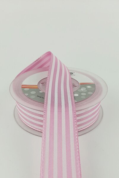 Limelia Panglică Tafta în dungi roz închis 20 m