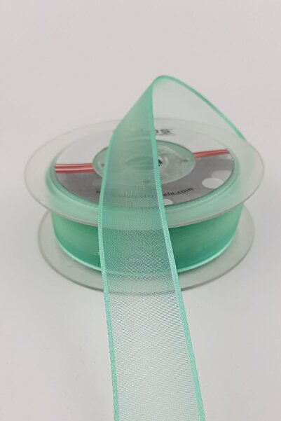 Limelia Panglică din șifon simplu verde apă 2,5 cm 20 mt