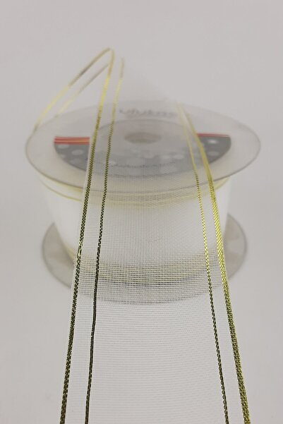 Limelia Panglică din șifon cu sclipici colorat de culoare aurie 20 m