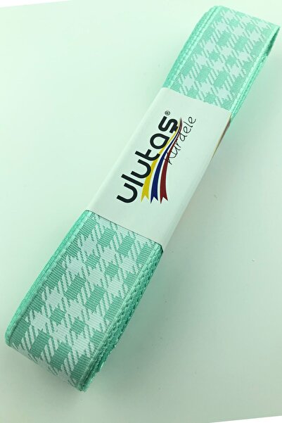 Limelia Panglică Tafta Imprimată Foi Verde Apă 2,5 Cm