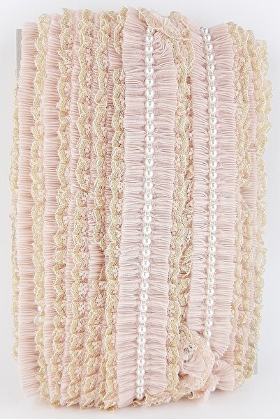 Limelia Powder Pearl Glitter Lace Pleated Ruffle