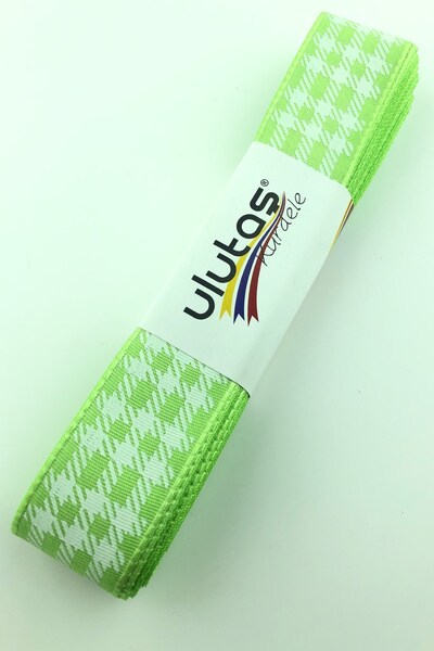 Limelia Panglică Tafta Imprimată Foi Verde Deschis 2,5 Cm