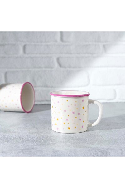 Popilero Yaldızlı Pembe Yıldız Tasarım Kupa