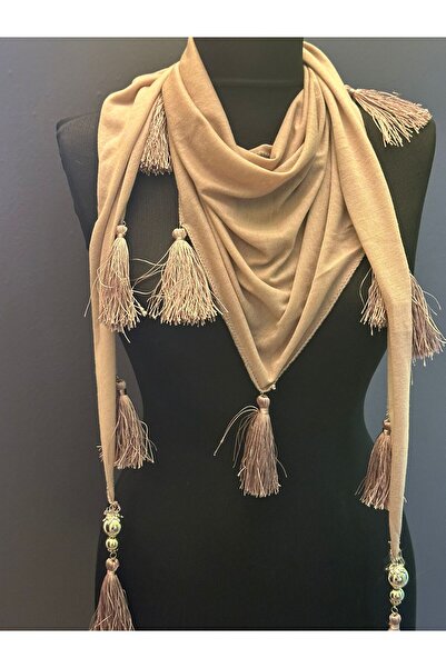 Gönülden Tasarım 140X60 Cm Püsküllü Penye Pamuklu Kadın Fular Şal LİLA