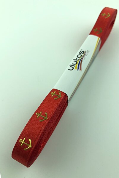 Limelia Panglică satinată Red Anchor Foil cu imprimeu 1 cm