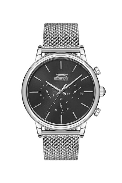 Slazenger ساعة يد رجالية Sl.09.2029.2.05 كوارتز ستيل رمادي أسود 46 ملم