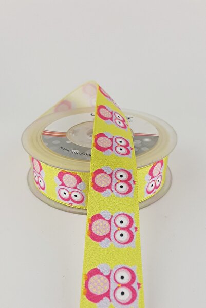 Limelia Сатин з рожевим совиним візерунком, 2,50 см, 20 м