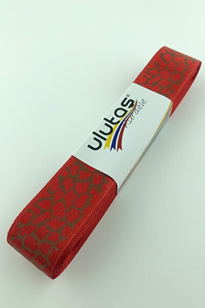 Limelia Panglică din satin cu model roșu gri cu imprimeu 2,5 cm