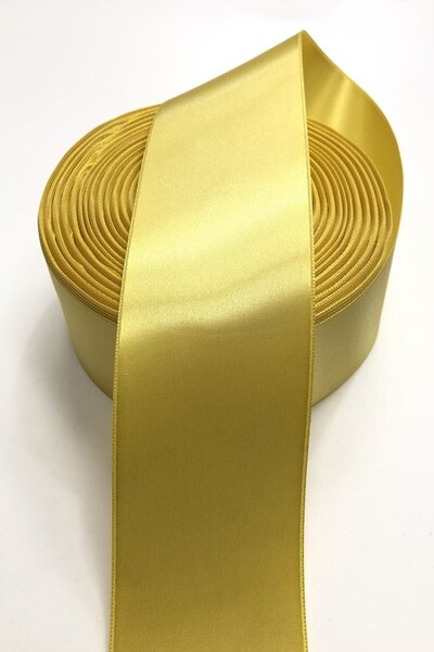 Limelia Panglică din satin de culoare galbenă 6 cm