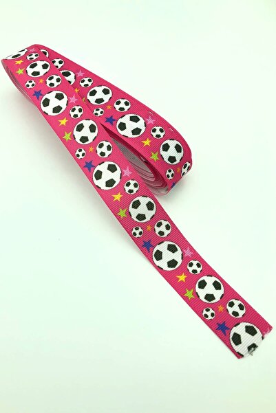 Limelia Panglică Grosgrain Imprimată Minge De Fotbal Fuchsia 10 Mt