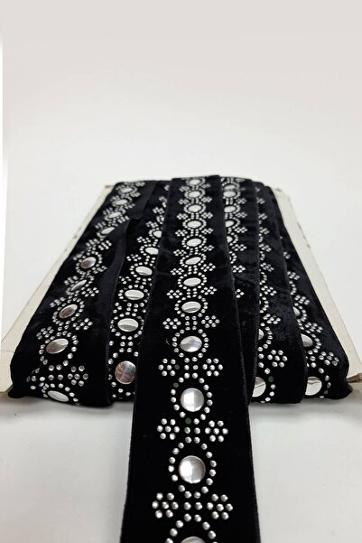 Limelia Panglică de catifea cu model de piatră neagră