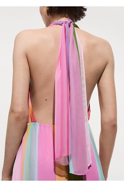 MANGO Woman Wzorzysta sukienka z węzełkiem