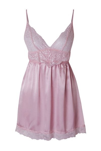 Trendyol Collection Rosafarbenes Babydoll mit Schnürsenkeln aus Satin – THMSS22LL0001