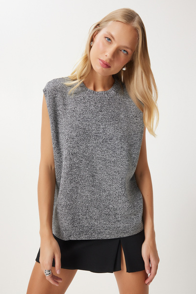 Happiness İstanbul Gray Knitwear Sweater - Crew Neck, Women'S, Us00927