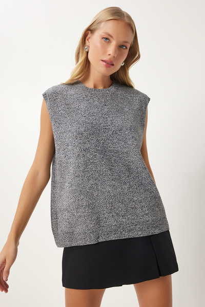 Happiness İstanbul Gray Knitwear Sweater - Crew Neck, Women'S, Us00927