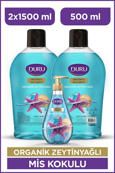 Duru 1.5 1.5 500ml Organic Ocean Liquid Soap with Olive Oil