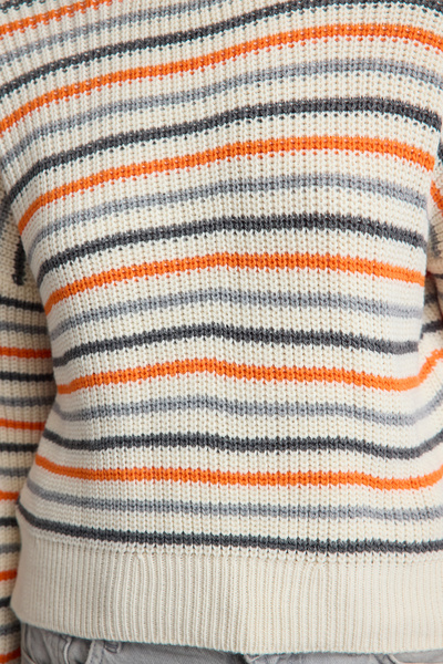 Trendyol Collection Stone Basic Striped Soft Textured Color Block Knitwear Sweater Twoaw25Kz00351
