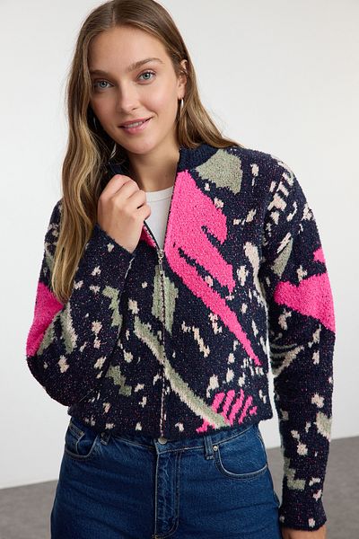 Trendyol Collection Темно-синій трикотажний кардиган букле TWOAW25HI00263