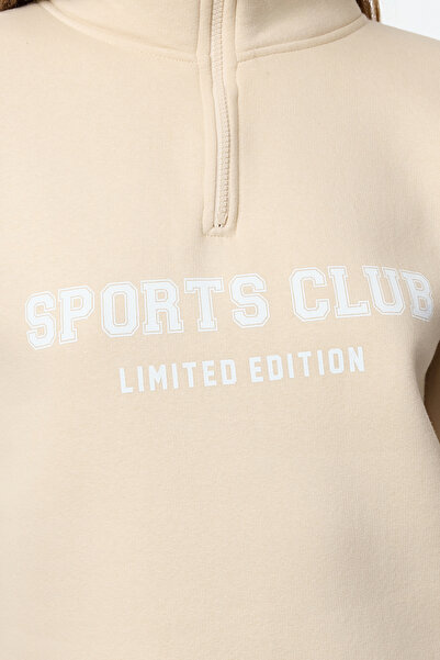 Trendyol Collection Φούτερ με φερμουάρ Stand Collar Thick Fleece - Twoaw23sw00703