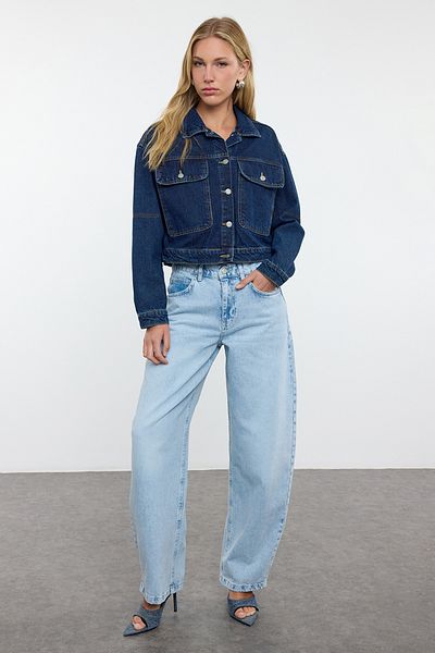 Trendyol Collection Blau - More Sustainable Skater Baggy Jeans Normale Taille TWOAW25JE00230