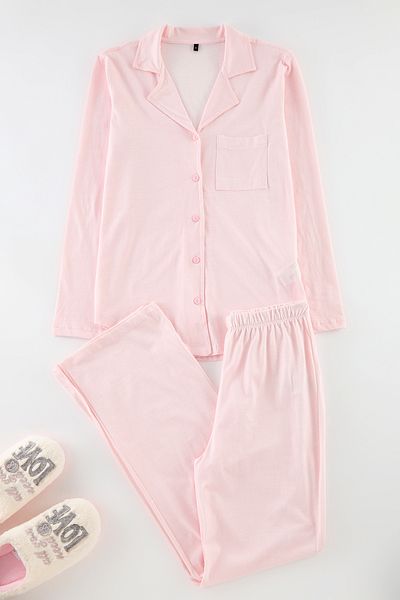Trendyol Collection Rosa gestricktes Pyjama-Set – 100 % Baumwolle, Gingham THMAW24PT00247