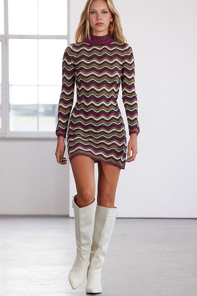Trendyol Collection Φούξια Color Block - Bodycon Mini Knitwear Φόρεμα - TWOAW25EL00504