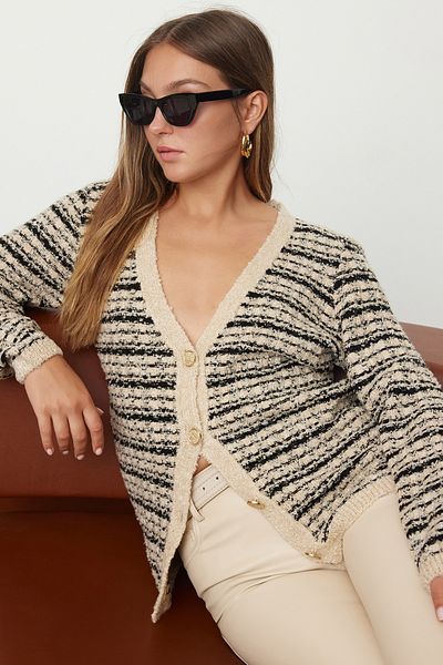 Trendyol Collection Ζακέτα Buklet Knitwear - Πέτρινη υφή, μαλακό TWOAW25HI00259