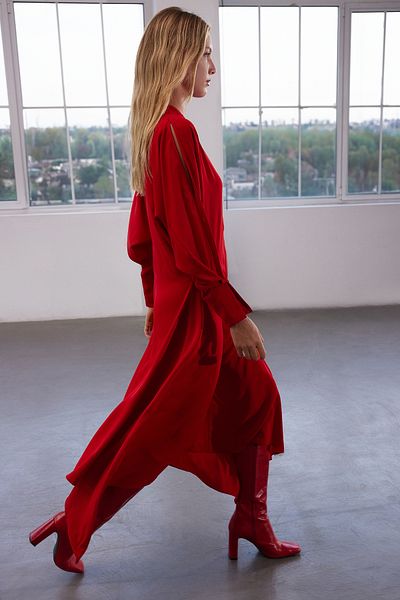 Trendyol Collection Piros Midi szőtt ruha – derékbőséges kreppszövet, limitált kiadású TWOAW25EL00446