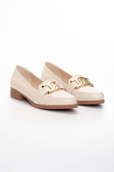 GULT Γυναικείο μεταλλικό λεπτομερές Loafer Μπαλαρίνα Μπεζ