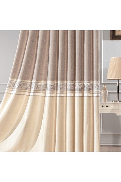 Solinas Collection Κρέμα – Πάνελ Mink Silver Glitter 1 X 3 Κουρτίνα με πτυχωτό φόντο - Μονόφυλλο
