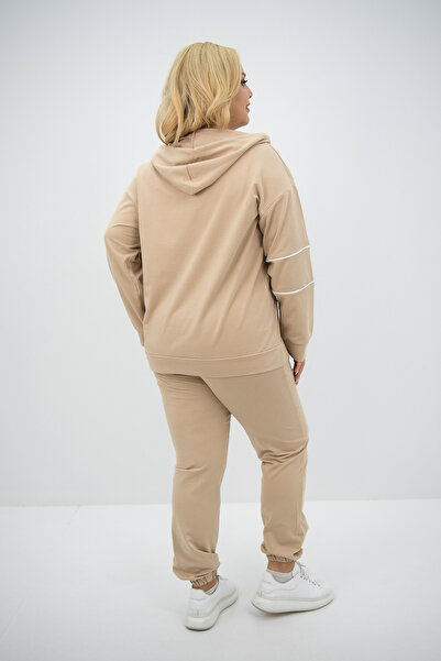 Koza Butik Σετ φόρμας με κουκούλα με φερμουάρ μεγάλου μεγέθους - 8130-25