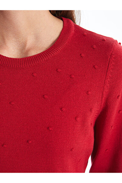 LC Waikiki Bisiklet Yaka Kendinden Desenli Uzun Kollu Kadin Triko Kazak - W40248z8