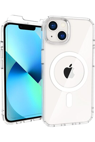 Nezih Case Apple Iphone 13/14 Kılıf Magsafe Kablosuz Şarj Destekli Şeffaf Kap...