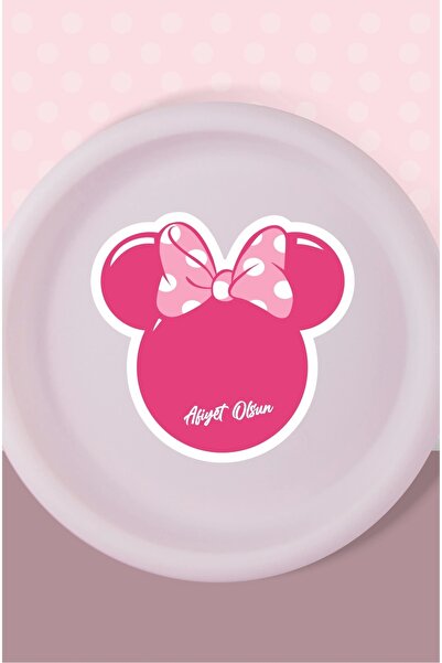 neşeli günlerim Αυτοκόλλητο πιάτου με ροζ θέμα τη Μίνι Μάους (15 τεμάχια) * Α...