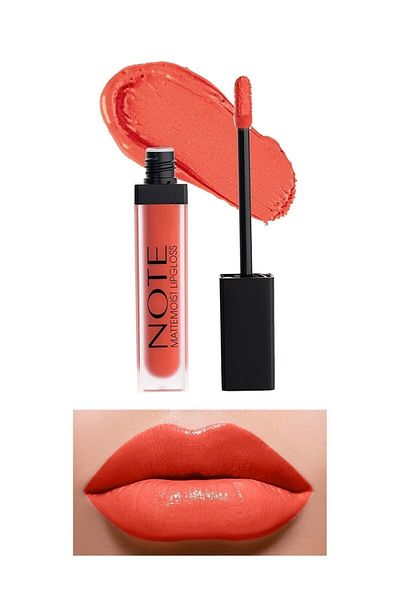 NOTE Mattemoist Lipgloss Semi Matte Satin Finished Liquid Lipstick 405 First Kiss - Pomegranate Flower