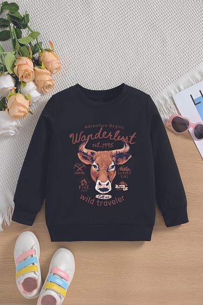ŞAPKAKİDS Детски суитшърт Premium Wonderlust Wild Traveler Oversize 12718
