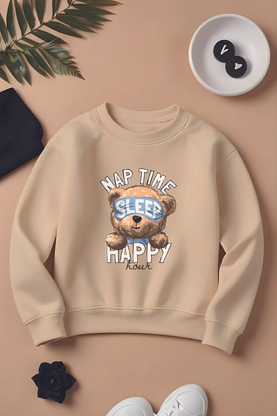 ŞAPKAKİDS Специален дизайн Sleepy Happy Boho суитшърт за момче от 3 прежди с голям размер 12396