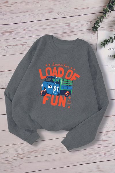 ŞAPKAKİDS Премиум детски суитшърт с щампа Lood of Fun Oversize 12691