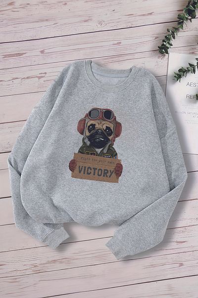 ŞAPKAKİDS Детски суитшърт Premium Warrior Pilot Dog Oversize 12702