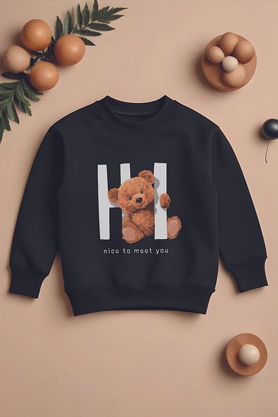 ŞAPKAKİDS Специален дизайн, детски суитшърт с щампа Hi Boho, голям размер, 11108