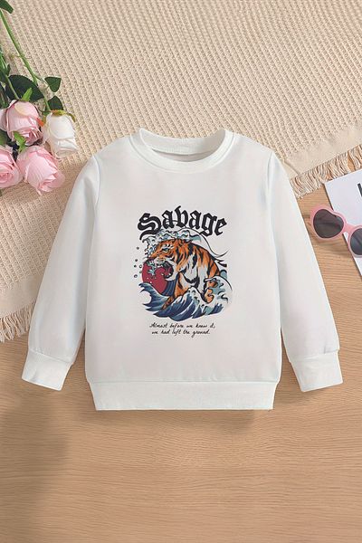 ŞAPKAKİDS Премиум детски суитшърт с щампа Sabage Tiger Oversize 12667